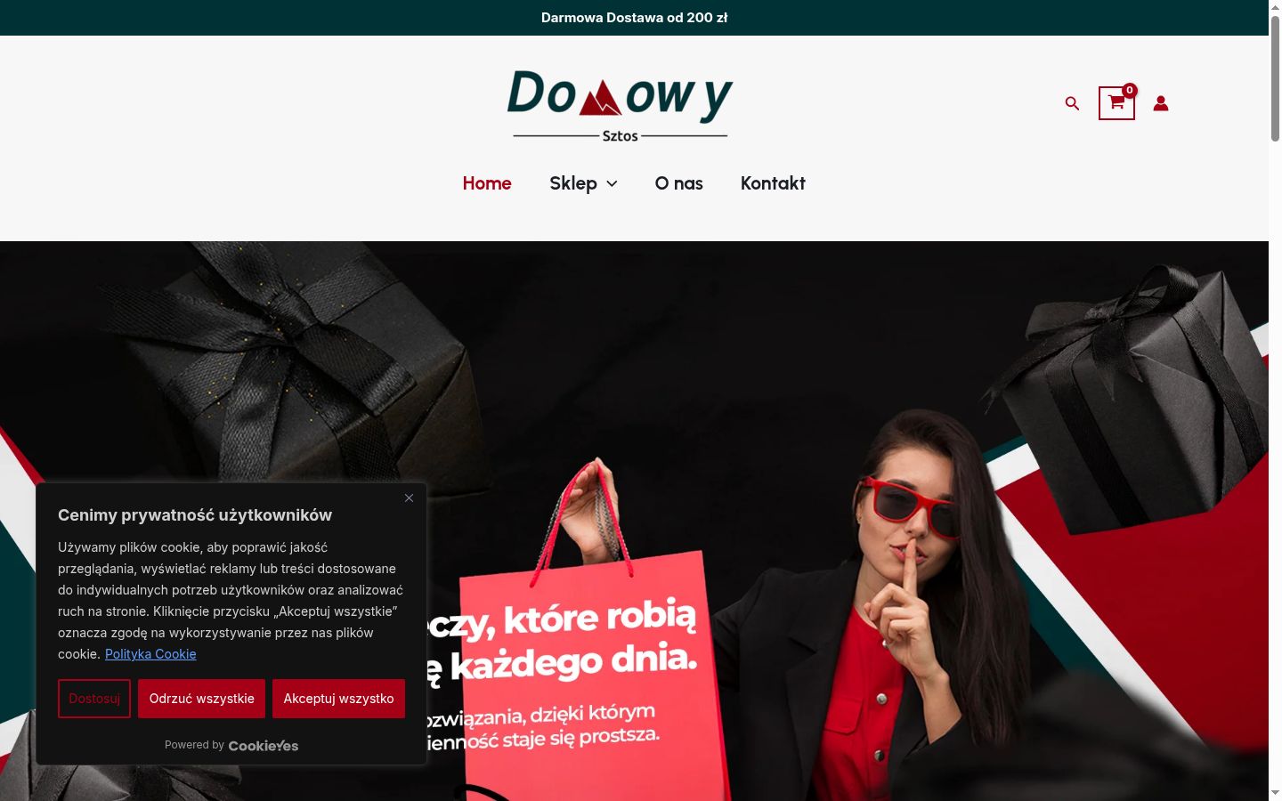 Zrzut ekranu banera zgody wyświetlanego przed jakąkolwiek interakcją