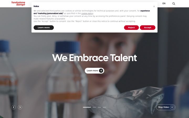 Screenshot of dompefoundation.org