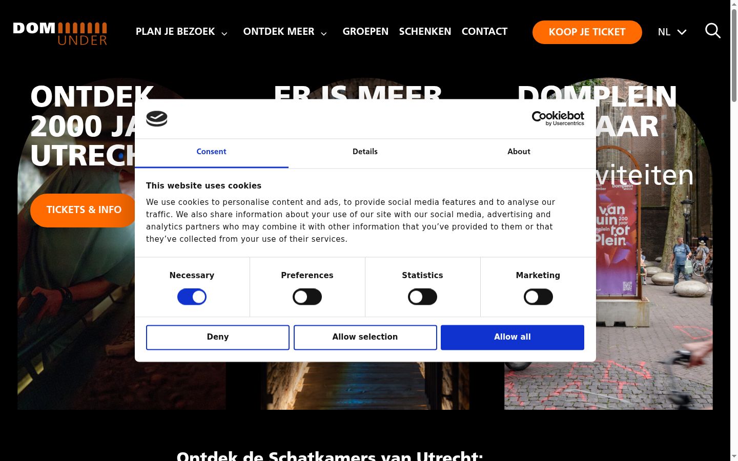 Skærmbillede af samtykkebanneret, som det blev vist før nogen interaktion