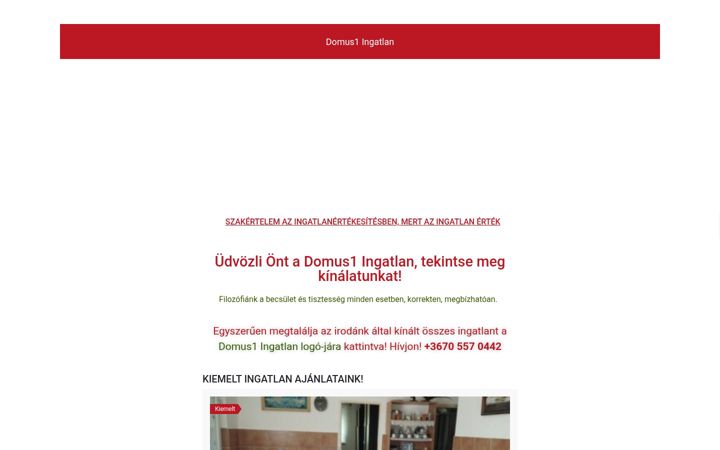 Screenshot of domus1ingatlan.hu