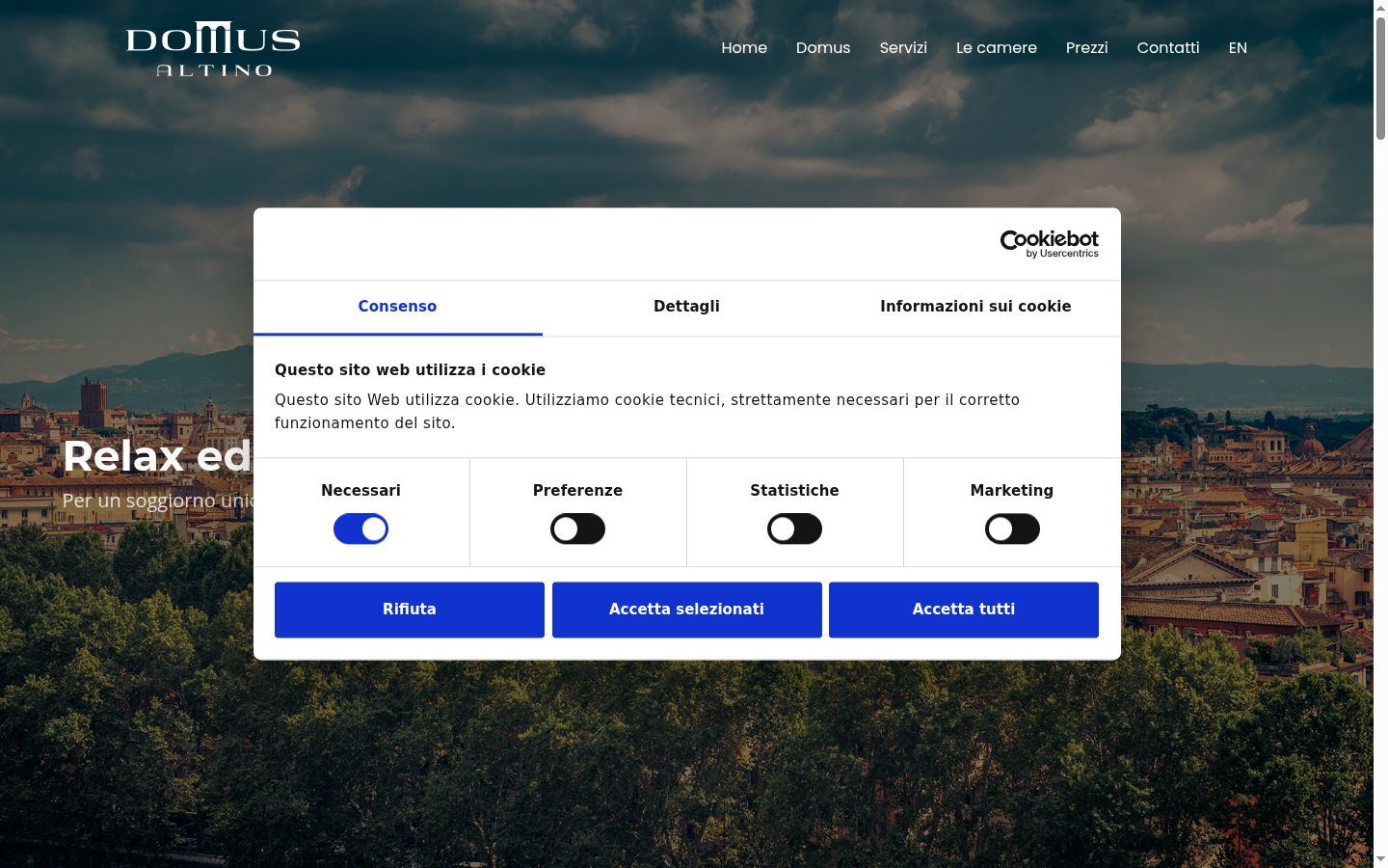 Screenshot of the consent banner shown before any interaction