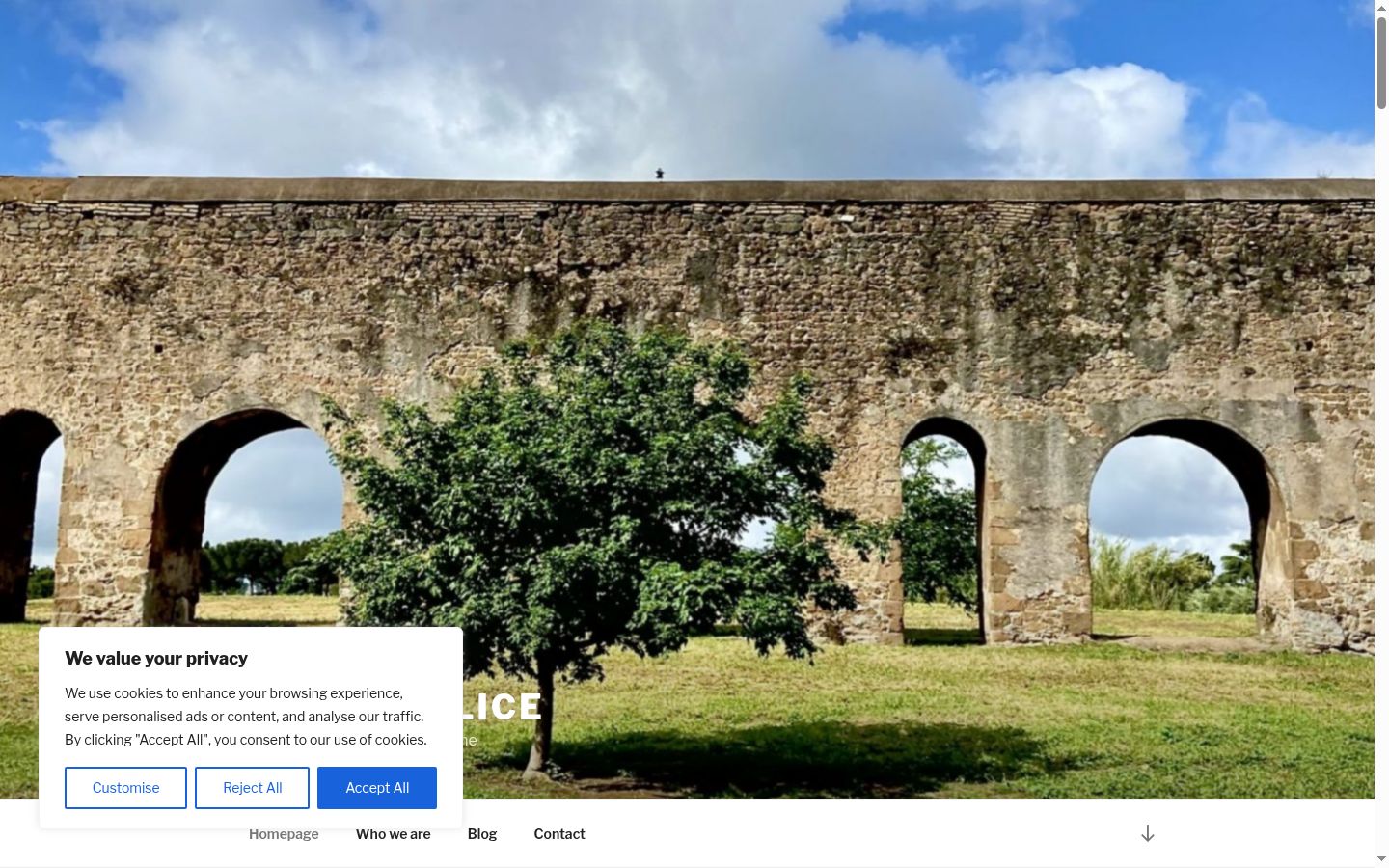 Screenshot του banner συγκατάθεσης που εμφανίστηκε πριν από οποιαδήποτε αλληλεπίδραση