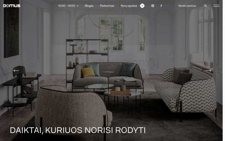 Kuvakaappaus sivustosta domusgalerija.lt