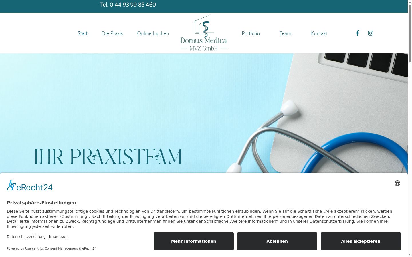 Screenshot of the consent banner shown before any interaction
