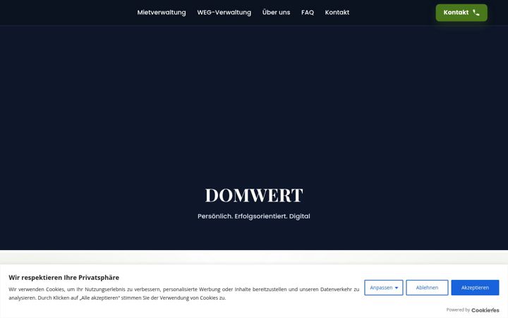 Snímek obrazovky domwert-immobilienverwaltung.de