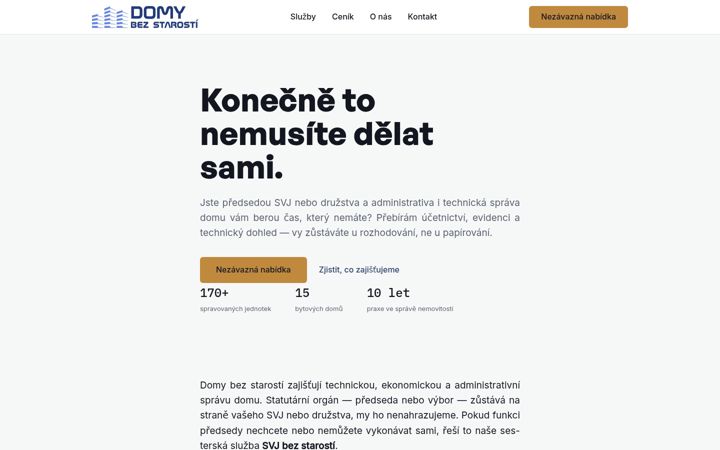 Snímek obrazovky domybezstarosti.cz