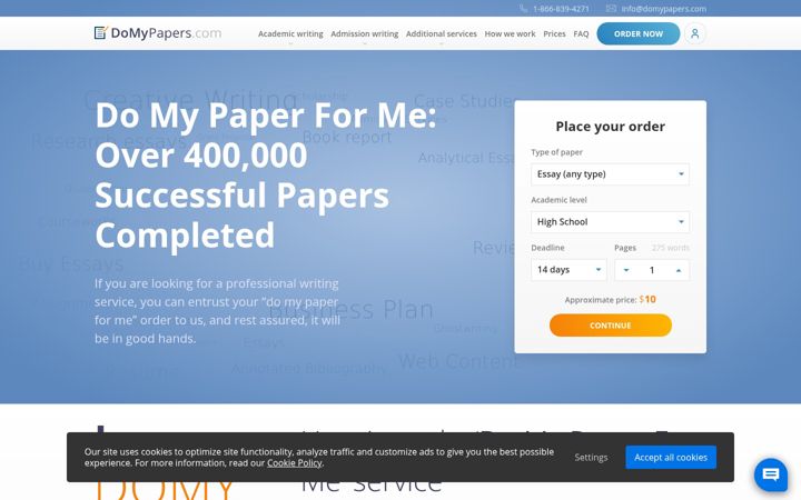 Screenshot of domypapers.com