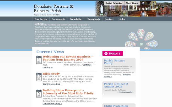 Screenshot ta' donabateparish.ie