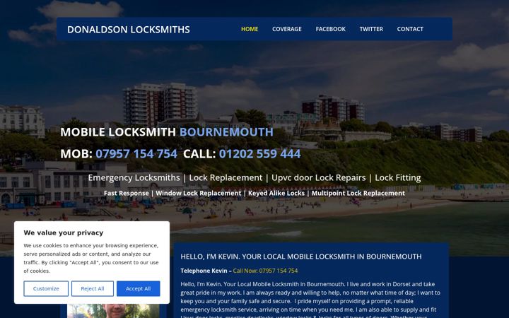 Snímek obrazovky donaldsonlocksmiths.co.uk