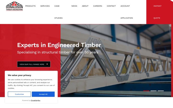 Screenshot of donaldsontimberengineering.co.uk