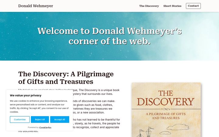 Screenshot of donaldwehmeyerstories.com