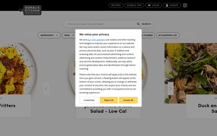 Screenshot of donalskitchen.com