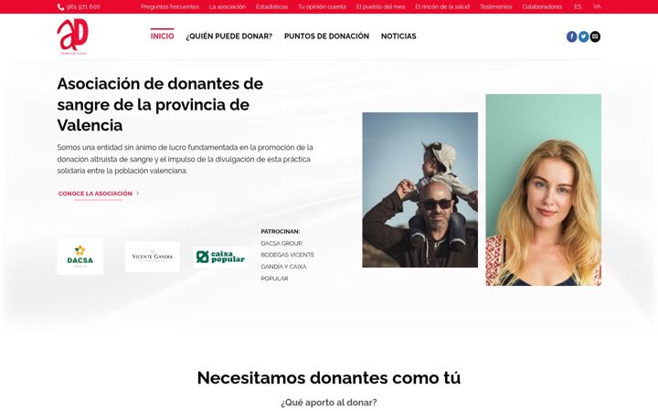 Screenshot of donantesangrevalencia.com