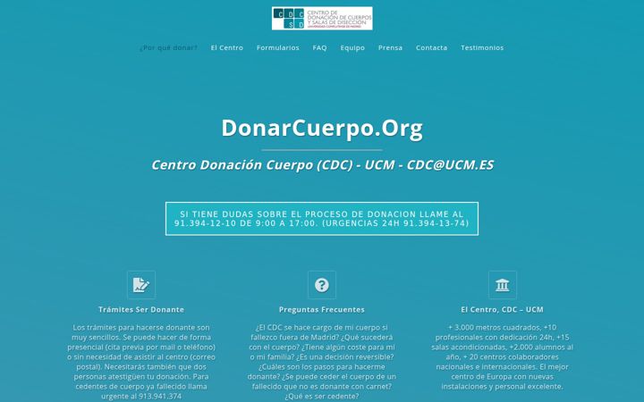 Ekrano kopija donarcuerpo.org