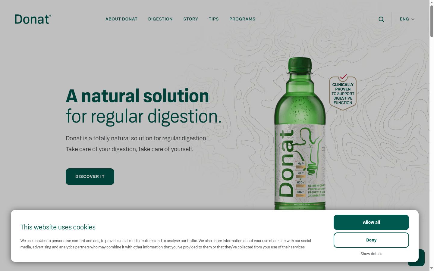 Screenshot del banner di consenso mostrato prima di qualsiasi interazione
