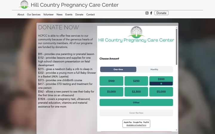 Screenshot of donatehcpcc.org