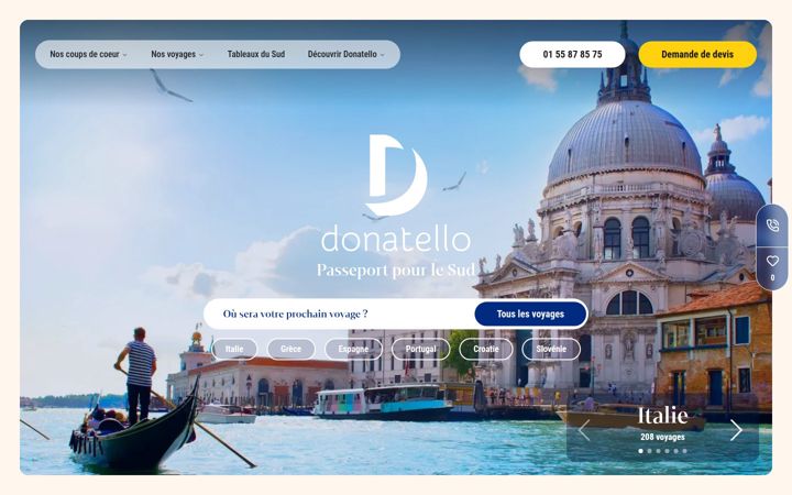 Snímek obrazovky donatello.fr