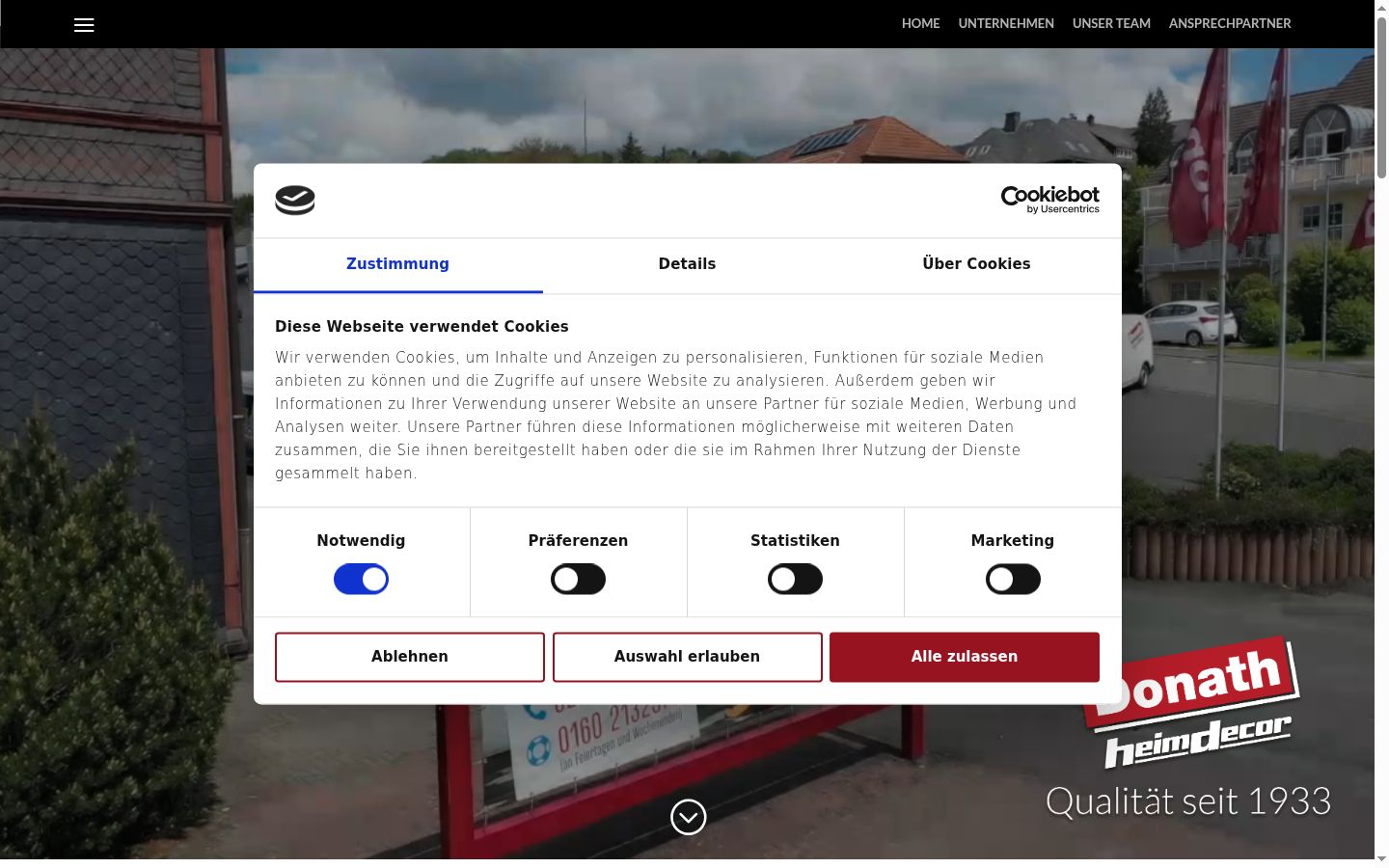 Screenshot of the consent banner shown before any interaction