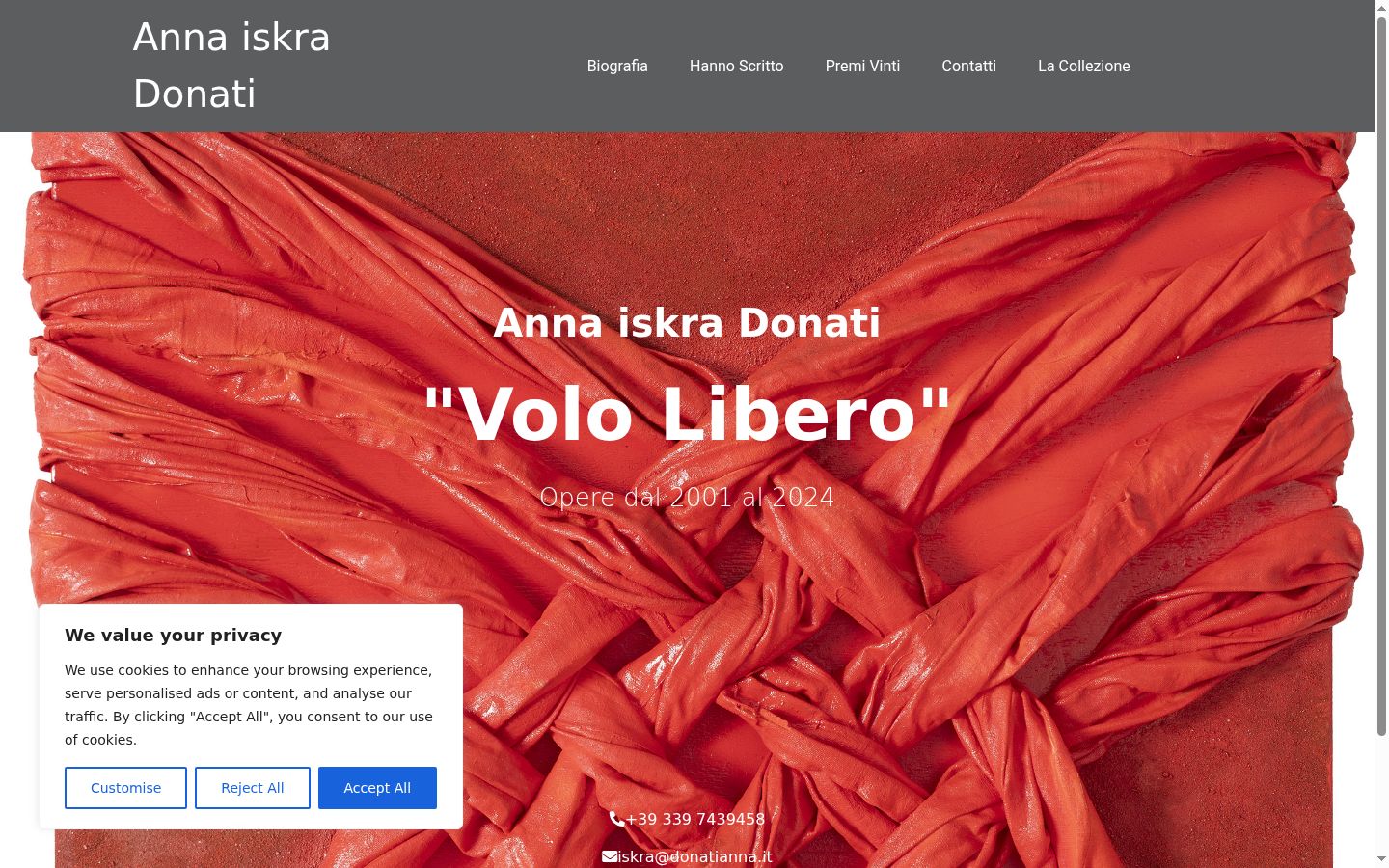 Screenshot del banner di consenso mostrato prima di qualsiasi interazione