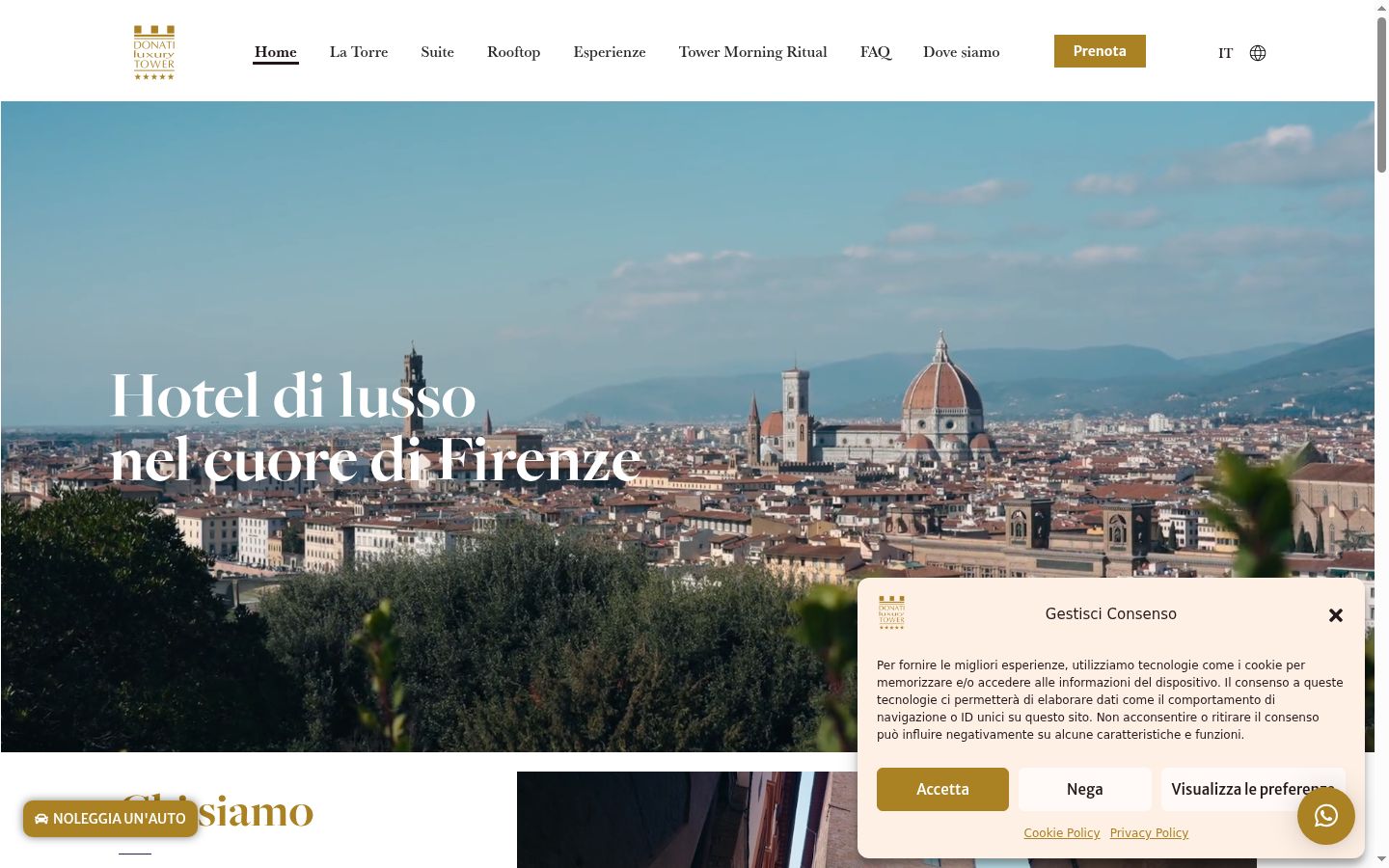 Screenshot del banner di consenso mostrato prima di qualsiasi interazione