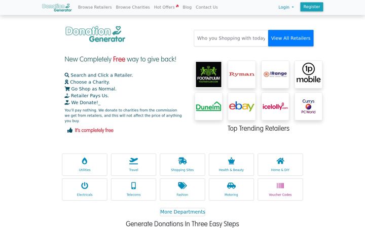 Screenshot of donation-generator.co.uk
