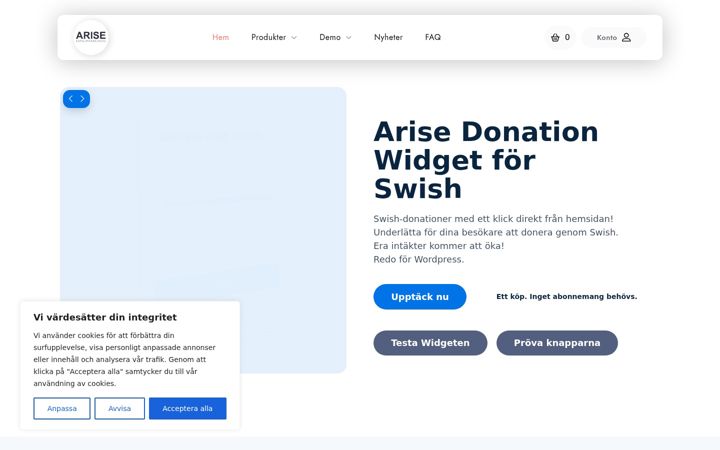 Screenshot ta' donationwidget.se