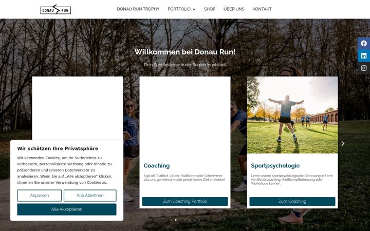 Skærmbillede af donau-run.de