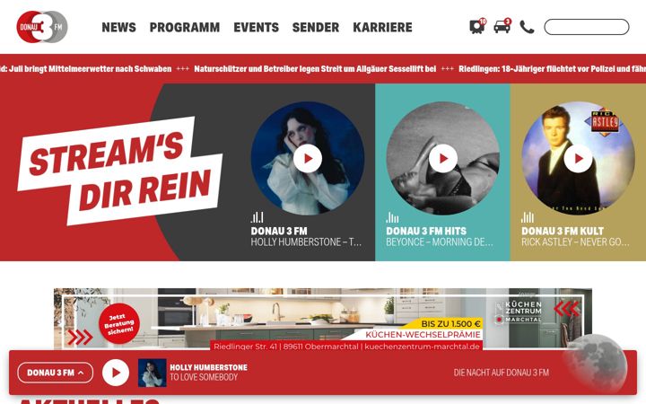 Screenshot of donau3fm.de