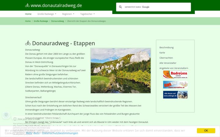 Screenshot of donautalradweg.de
