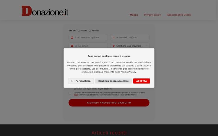 Zrzut ekranu donazione.it