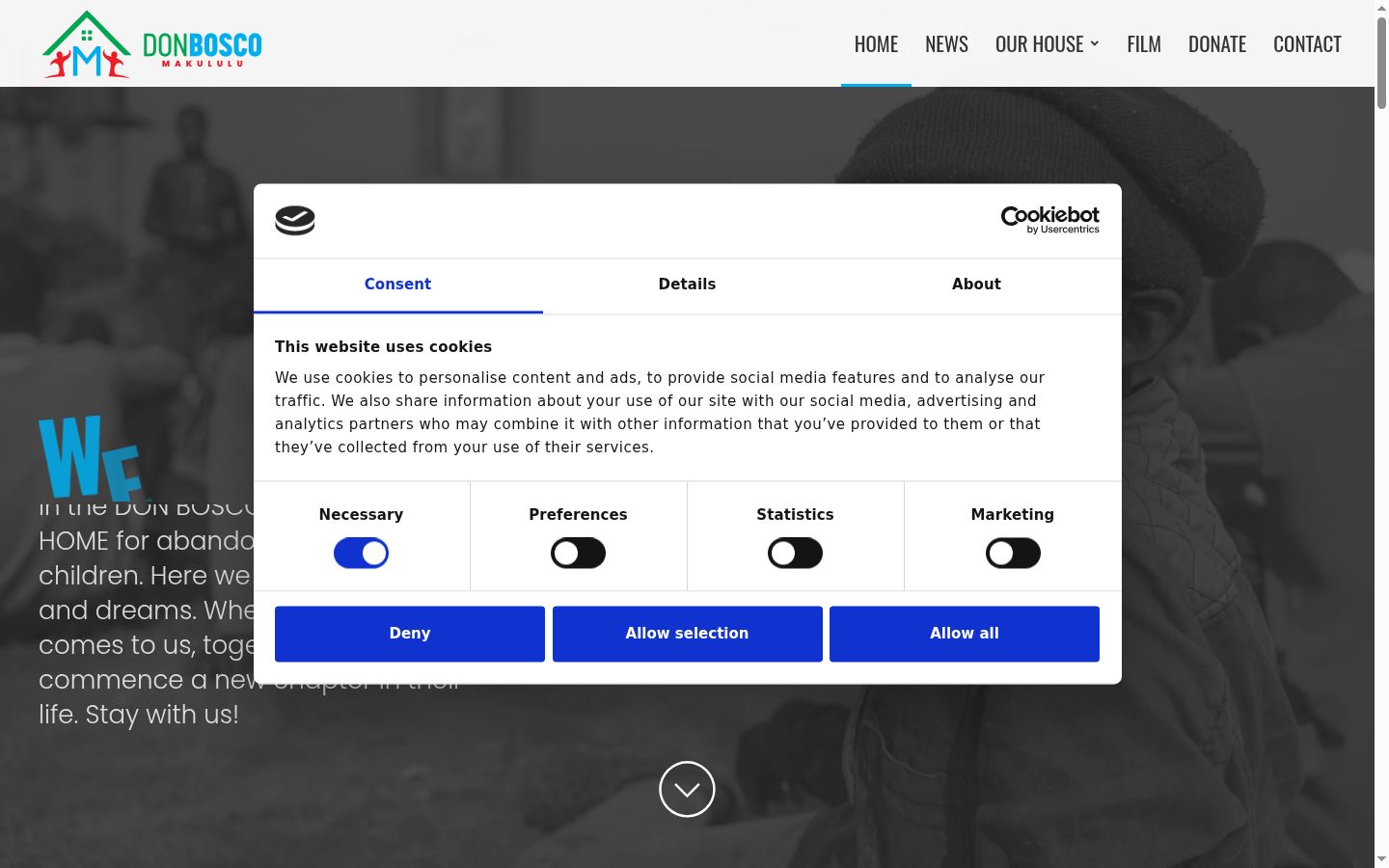 Screenshot of the consent banner shown before any interaction