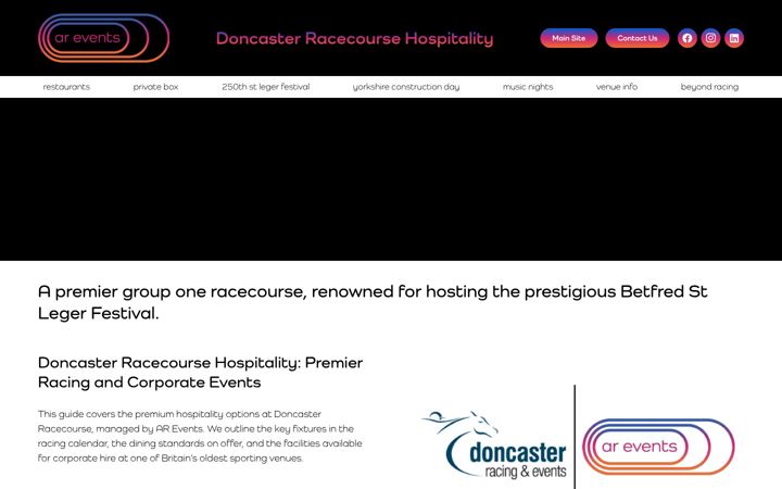 Screenshot of doncasterracecoursehospitality.co.uk