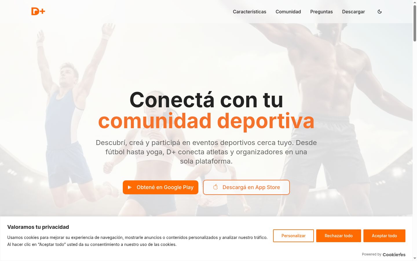 Captura de pantalla del banner de consentimiento mostrado antes de cualquier interacción