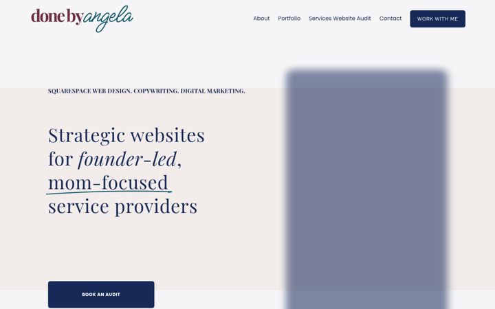 Screenshot of donebyangela.com