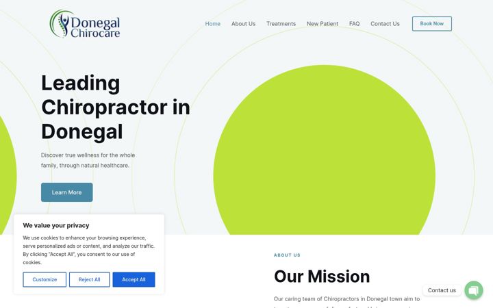 Screenshot ta' donegalchirocare.ie