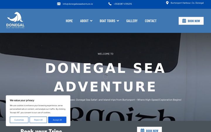 Skjermbilde av donegalseaadventure.ie
