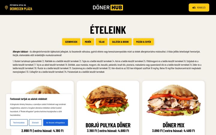 Screenshot of donerhub.hu
