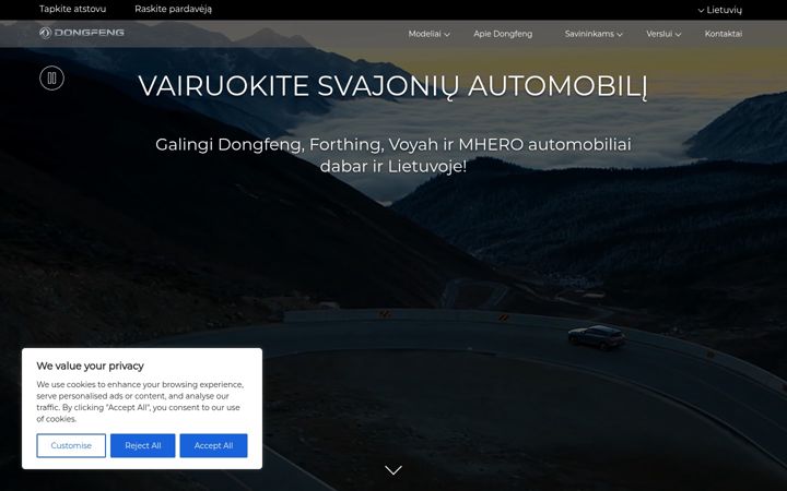 Kuvakaappaus sivustosta dongfengmotor.lt