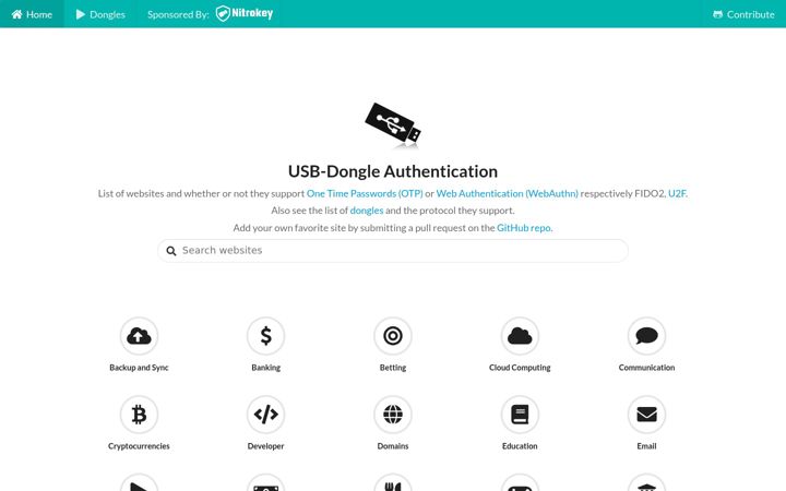 Captura de pantalla de dongleauth.com