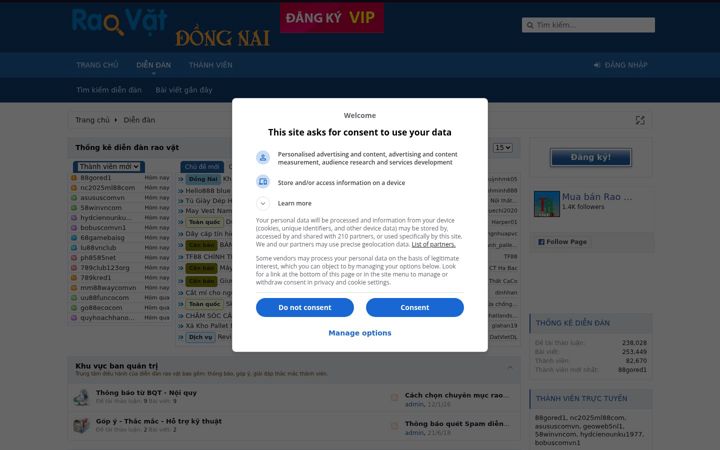 Screenshot of dongnairaovat.com