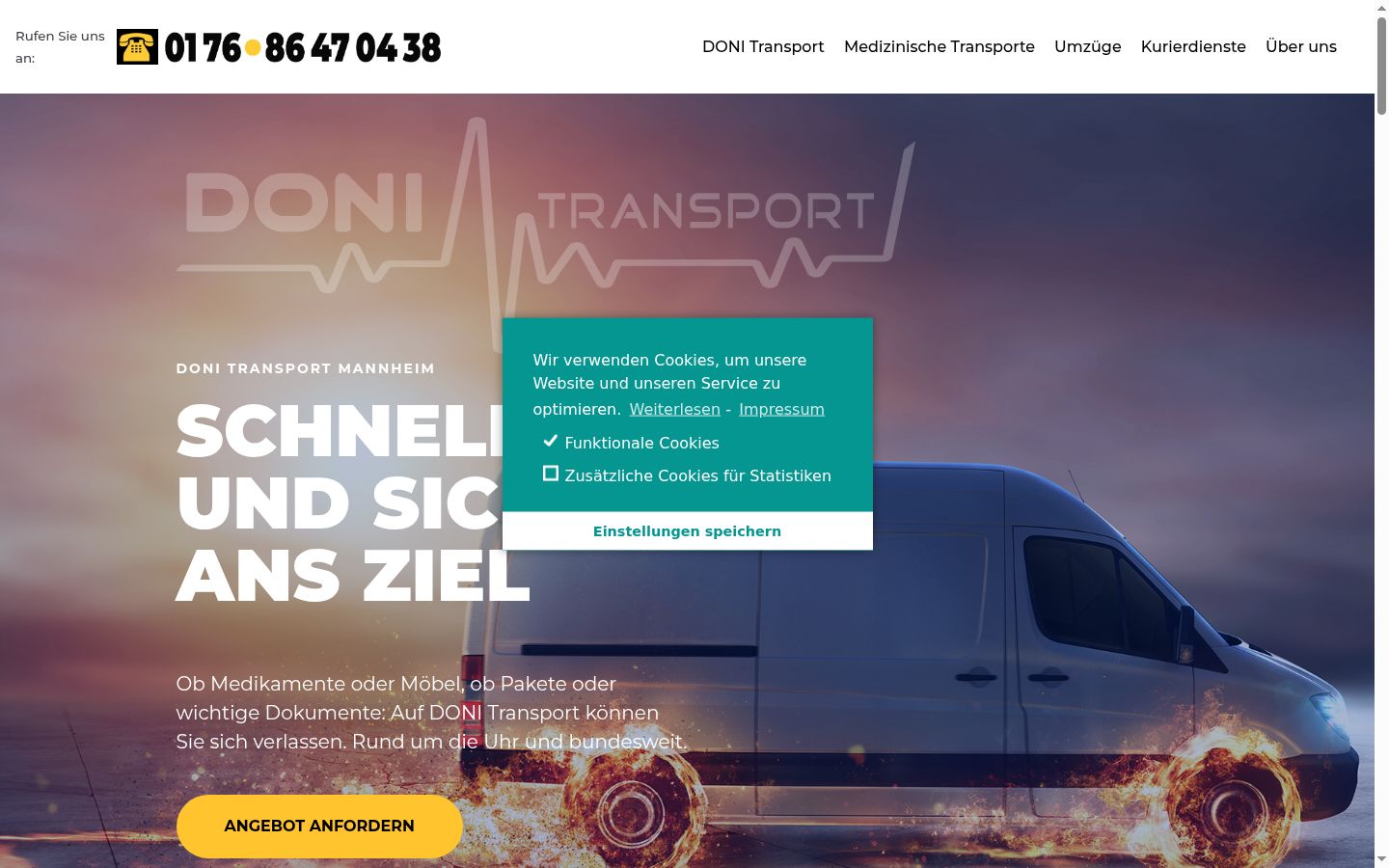 Screenshot des Einwilligungsbanners vor jeglicher Interaktion