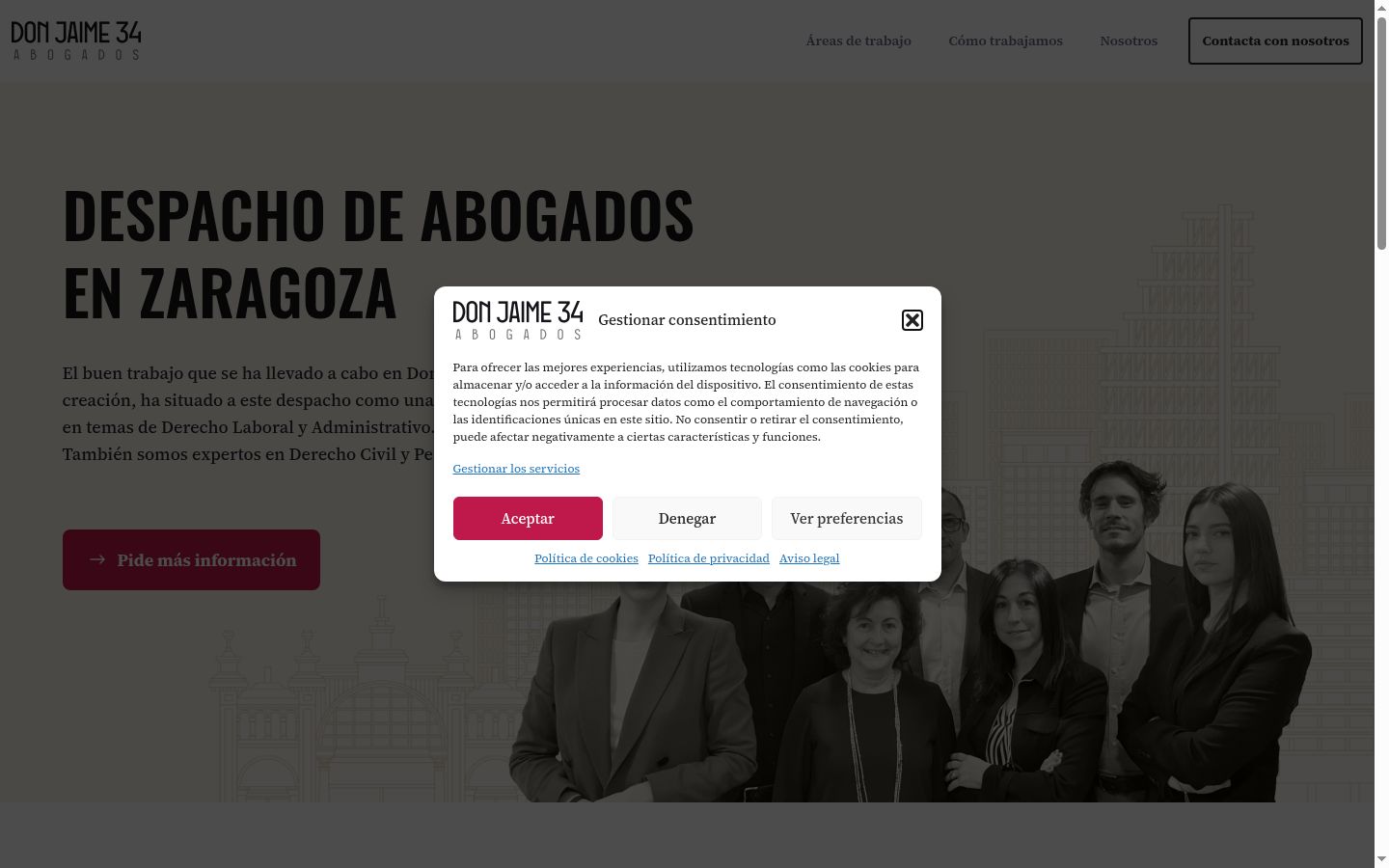 Capture d'écran de la bannière de consentement affichée avant toute interaction