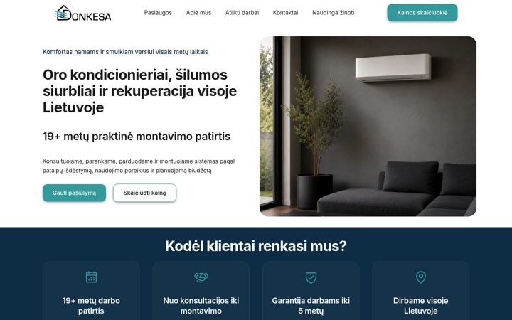 Kuvakaappaus sivustosta donkesa.lt