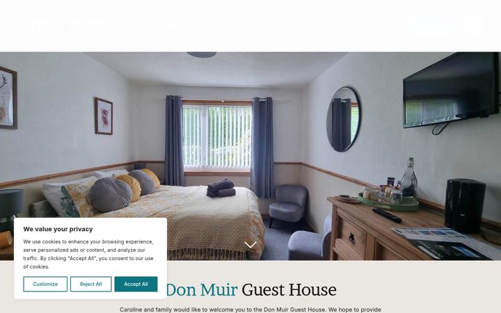 Snímek obrazovky donmuirguesthouse.co.uk