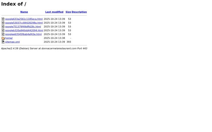 Screenshot of donnacarmelarestaurant.com