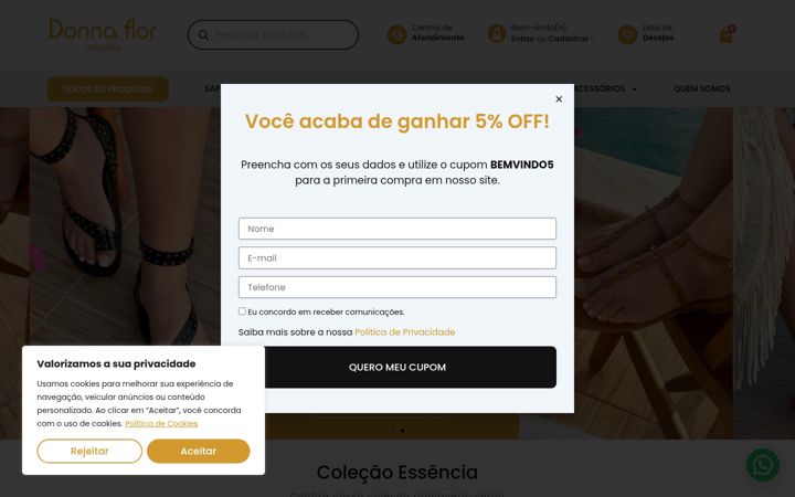Snimka zaslona za donnaflorcalcados.com.br