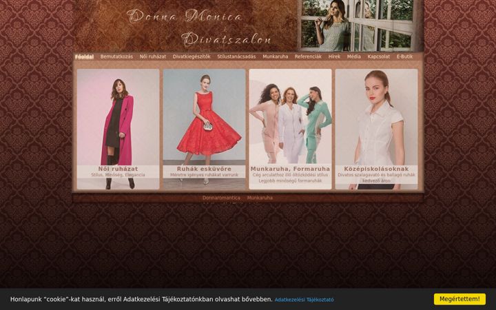 Screenshot of donnamonicadivatszalon.hu