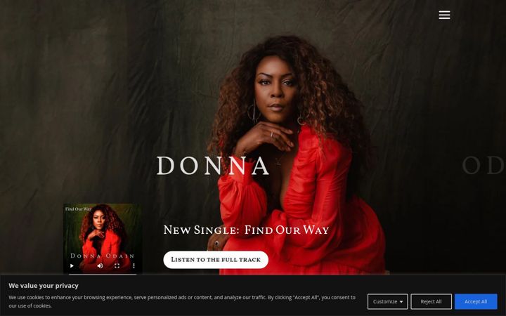 Screenshot of donnaodainmusic.com