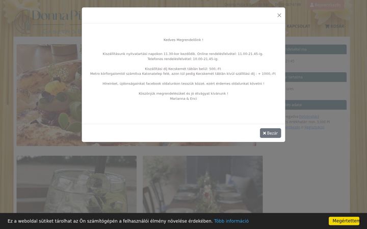 Screenshot of donnapizzakecskemet.hu