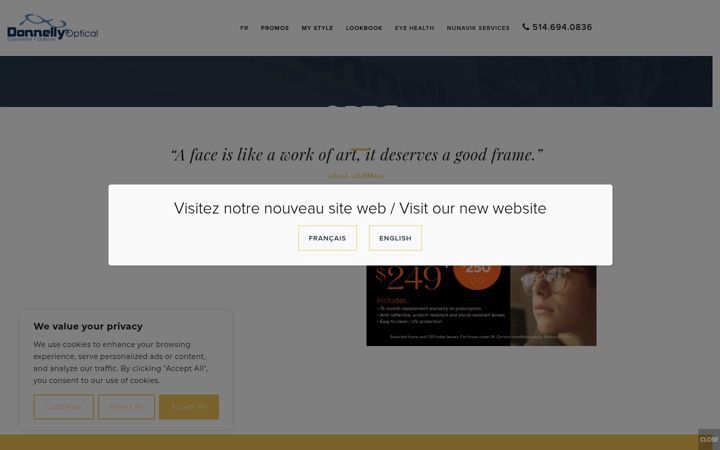Screenshot of donnellyoptical.com